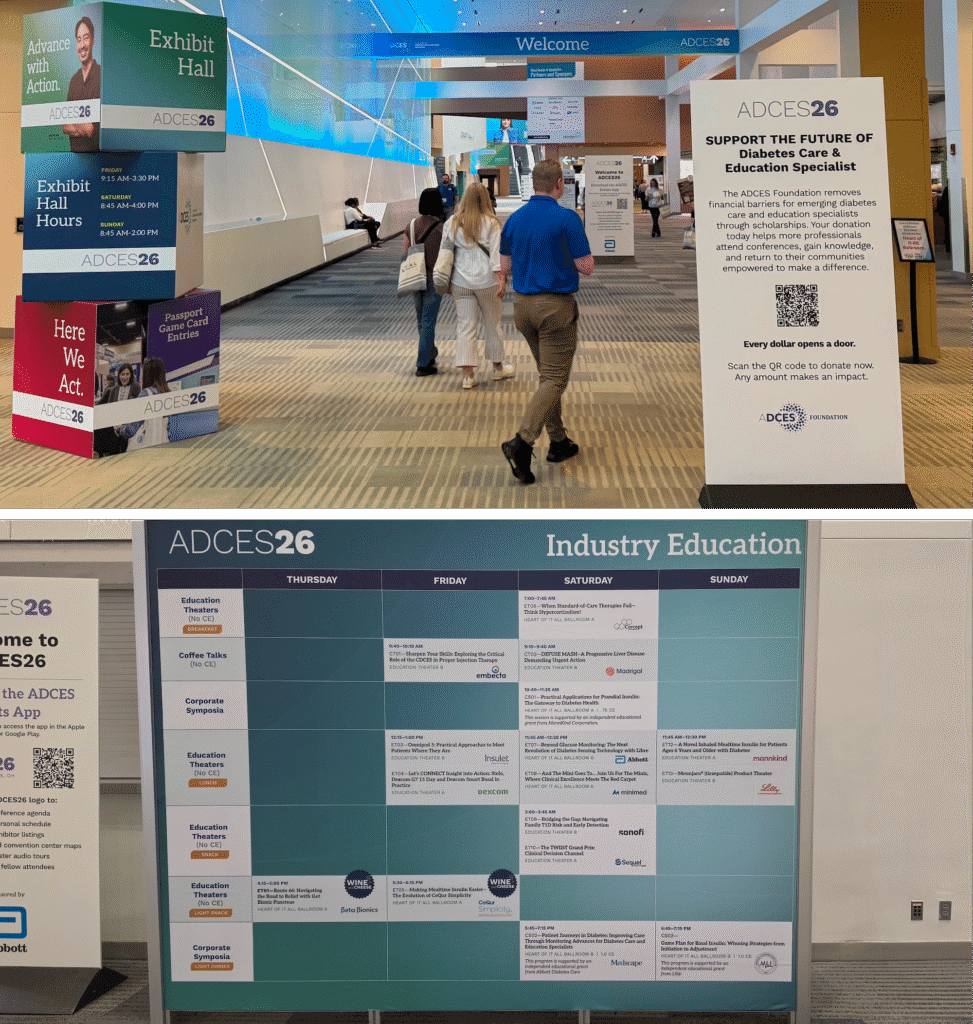 Attendees entering the ADCES 2026 exhibit hall in Columbus, Ohio