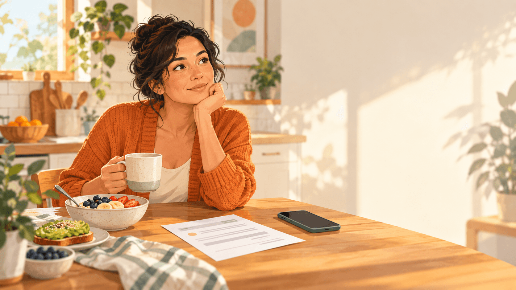 Do you need to fast for an A1C test? A woman reviews her lab order over breakfast